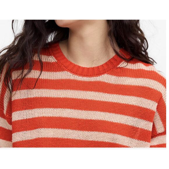 Madewell Linen Drop-Shoulder Sweater WMNS XL Red Gray Long Sleeve Pullover NU918 - Picture 4 of 12